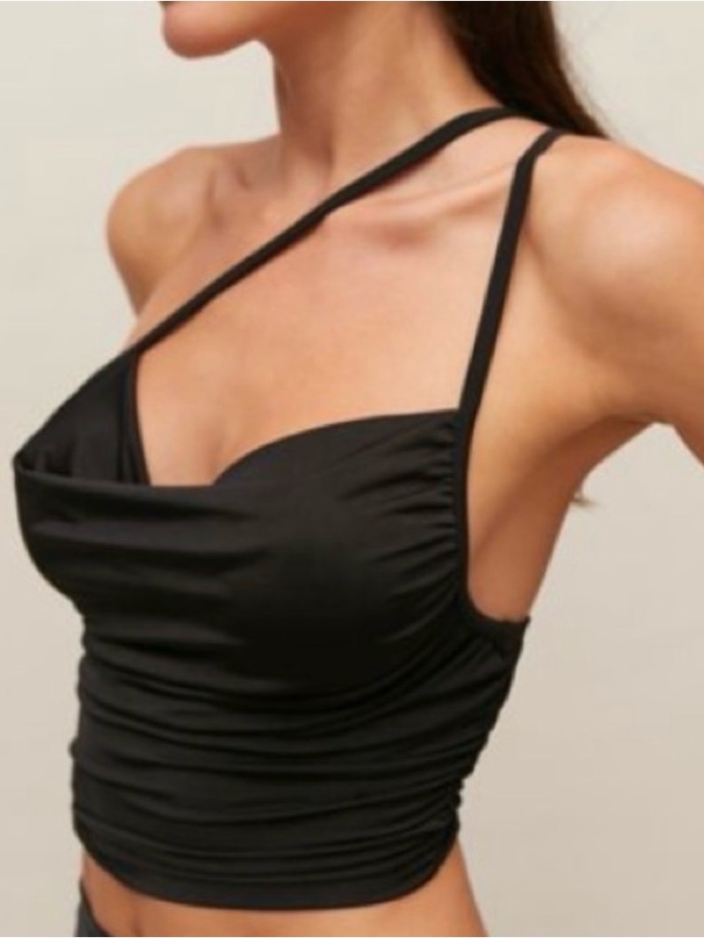 Urban Outfitters Black Asymmetric Double-Strap Cami